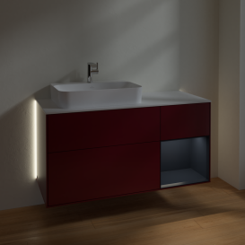 Тумба под раковину Villeroy & Boch Finion 120х50,1 см с подсветкой МДФ пион матовый лак/стекло белое матовое G401HGHB