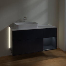 Тумба под раковину Villeroy & Boch Finion 120х50,1 см с подсветкой МДФ темно-синий матовый лак/стекло белое матовое G401HGHG