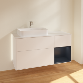 Тумба під раковину Villeroy & Boch Finion 120х50,1 см із підсвічуванням МДФ білий матовий лак/скло біле матове G401HGMT