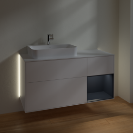 Тумба под раковину Villeroy & Boch Finion 120х50,1 см с подсветкой МДФ белый матовый лак/стекло белое матовое G401HGMT