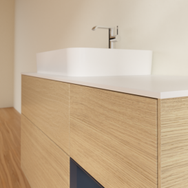 Тумба под раковину Villeroy & Boch Finion 120х50,1 см с подсветкой МДФ шпон дуба/стекло белое матовое G401HGPC