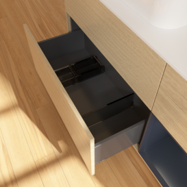 Тумба под раковину Villeroy & Boch Finion 120х50,1 см с подсветкой МДФ шпон дуба/стекло белое матовое G401HGPC