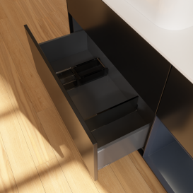 Тумба під раковину Villeroy & Boch Finion 120х50,1 см із підсвічуванням МДФ чорний матовий лак/скло біле матове G401HGPD