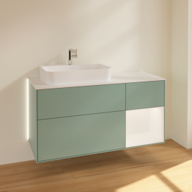 Тумба под раковину Villeroy & Boch Finion 120х50,1 см с подсветкой МДФ оливковый матовый лак/стекло белое матовое G401MTGM