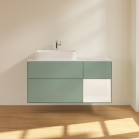 Тумба под раковину Villeroy & Boch Finion 120х50,1 см с подсветкой МДФ оливковый матовый лак/стекло белое матовое G401MTGM