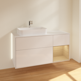 Тумба под раковину Villeroy & Boch Finion 120х50,1 см с подсветкой МДФ глянцевый белый лак/стекло белое матовое G401PCGF