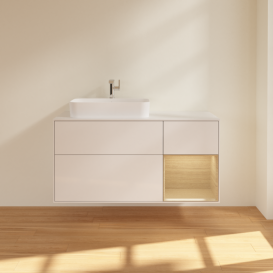 Тумба под раковину Villeroy & Boch Finion 120х50,1 см с подсветкой МДФ глянцевый белый лак/стекло белое матовое G401PCGF