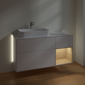 Тумба под раковину Villeroy & Boch Finion 120х50,1 см с подсветкой МДФ глянцевый белый лак/стекло белое матовое G401PCGF