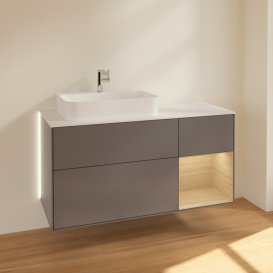 Тумба под раковину Villeroy & Boch Finion 120х50,1 см с подсветкой МДФ антрацит матовый лак/стекло белое матовое G401PCGK