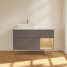 Тумба под раковину Villeroy & Boch Finion 120х50,1 см с подсветкой МДФ антрацит матовый лак/стекло белое матовое G401PCGK