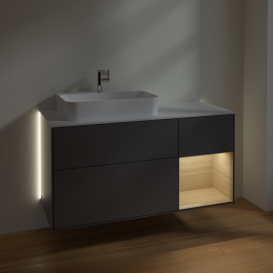 Тумба под раковину Villeroy & Boch Finion 120х50,1 см с подсветкой МДФ антрацит матовый лак/стекло белое матовое G401PCGK