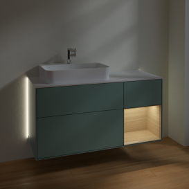 Тумба под раковину Villeroy & Boch Finion 120х50,1 см с подсветкой МДФ оливковый матовый лак/стекло белое матовое G401PCGM