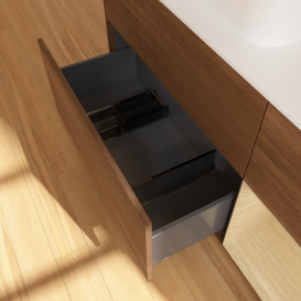 Тумба под раковину Villeroy & Boch Finion 120х50,1 см с подсветкой МДФ шпон грецкого ореха/стекло белое матовое G401PCGN