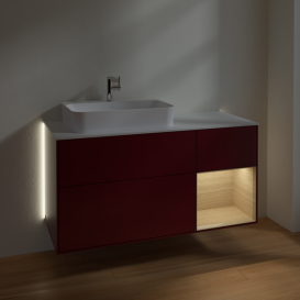 Тумба под раковину Villeroy & Boch Finion 120х50,1 см с подсветкой МДФ пион матовый лак/стекло белое матовое G401PCHB