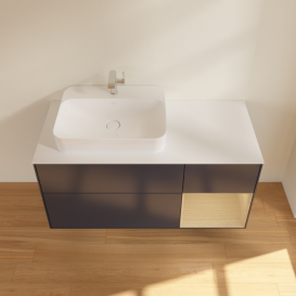 Тумба под раковину Villeroy & Boch Finion 120х50,1 см с подсветкой МДФ темно-синий матовый лак/стекло белое матовое G401PCHG