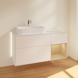 Тумба под раковину Villeroy & Boch Finion 120х50,1 см с подсветкой МДФ белый матовый лак/стекло белое матовое G401PCMT