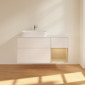 Тумба под раковину Villeroy & Boch Finion 120х50,1 см с подсветкой МДФ белый матовый лак/стекло белое матовое G401PCMT