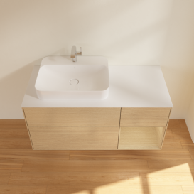 Тумба под раковину Villeroy & Boch Finion 120х50,1 см с подсветкой МДФ шпон дуба/стекло белое матовое G401PCPC