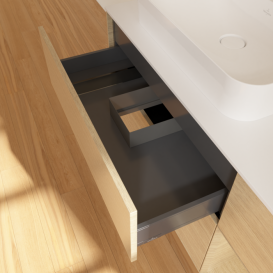 Тумба под раковину Villeroy & Boch Finion 120х50,1 см с подсветкой МДФ шпон дуба/стекло белое матовое G401PCPC