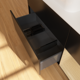 Тумба под раковину Villeroy & Boch Finion 120х50,1 см с подсветкой МДФ черный матовый лак/стекло белое матовое G401PCPD