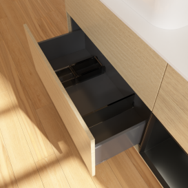 Тумба под раковину Villeroy & Boch Finion 120х50,1 см с подсветкой МДФ шпон дуба/стекло белое матовое G401PDPC