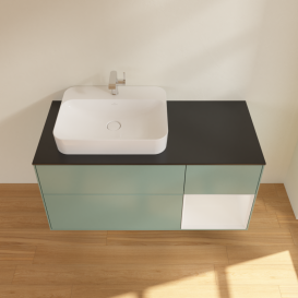 Тумба под раковину Villeroy & Boch Finion 120х50,1 см с подсветкой МДФ оливковый матовый лак/стекло черное матовое G402GFGM