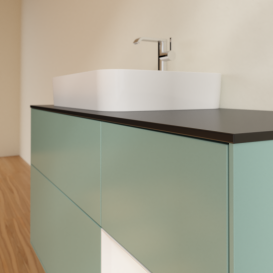 Тумба под раковину Villeroy & Boch Finion 120х50,1 см с подсветкой МДФ оливковый матовый лак/стекло черное матовое G402GFGM