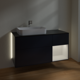 Тумба под раковину Villeroy & Boch Finion 120х50,1 см с подсветкой МДФ темно-синий матовый лак/стекло черное матовое G402GFHG