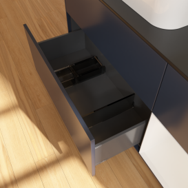 Тумба под раковину Villeroy & Boch Finion 120х50,1 см с подсветкой МДФ темно-синий матовый лак/стекло черное матовое G402GFHG