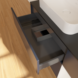 Тумба под раковину Villeroy & Boch Finion 120х50,1 см с подсветкой МДФ темно-синий матовый лак/стекло черное матовое G402GFHG