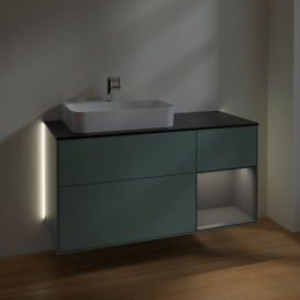 Тумба под раковину Villeroy & Boch Finion 120х50,1 см с подсветкой МДФ оливковый матовый лак/стекло черное матовое G402GKGM