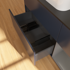 Тумба под раковину Villeroy & Boch Finion 120х50,1 см с подсветкой МДФ темно-синий матовый лак/стекло черное матовое G402GKHG