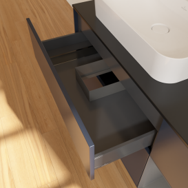 Тумба под раковину Villeroy & Boch Finion 120х50,1 см с подсветкой МДФ темно-синий матовый лак/стекло черное матовое G402GKHG