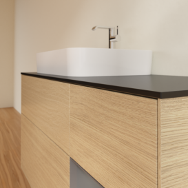 Тумба под раковину Villeroy & Boch Finion 120х50,1 см с подсветкой МДФ шпон дуба/стекло черное матовое G402GKPC