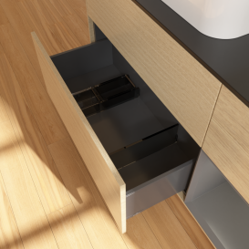 Тумба под раковину Villeroy & Boch Finion 120х50,1 см с подсветкой МДФ шпон дуба/стекло черное матовое G402GKPC