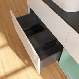 Тумба под раковину Villeroy & Boch Finion 120х50,1 см с подсветкой МДФ глянцевый белый лак/стекло черное матовое G402GMGF