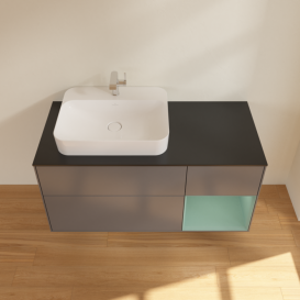 Тумба под раковину Villeroy & Boch Finion 120х50,1 см с подсветкой МДФ антрацит матовый лак/стекло черное матовое G402GMGK