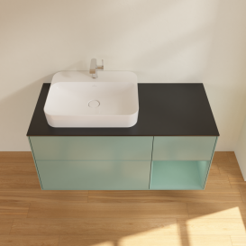 Тумба под раковину Villeroy & Boch Finion 120х50,1 см с подсветкой МДФ оливковый матовый лак/стекло черное матовое G402GMGM