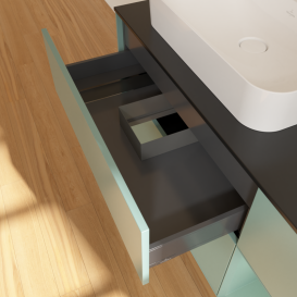 Тумба под раковину Villeroy & Boch Finion 120х50,1 см с подсветкой МДФ оливковый матовый лак/стекло черное матовое G402GMGM