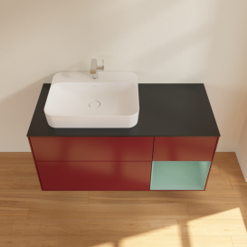 Тумба под раковину Villeroy & Boch Finion 120х50,1 см с подсветкой МДФ пион матовый лак/стекло черное матовое G402GMHB