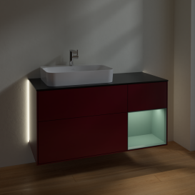 Тумба под раковину Villeroy & Boch Finion 120х50,1 см с подсветкой МДФ пион матовый лак/стекло черное матовое G402GMHB