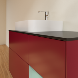 Тумба под раковину Villeroy & Boch Finion 120х50,1 см с подсветкой МДФ пион матовый лак/стекло черное матовое G402GMHB