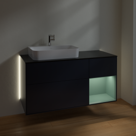 Тумба під раковину Villeroy & Boch Finion 120х50,1 см із підсвічуванням МДФ темно-синій матовий лак/скло чорне матове G402GMHG