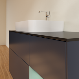 Тумба під раковину Villeroy & Boch Finion 120х50,1 см із підсвічуванням МДФ темно-синій матовий лак/скло чорне матове G402GMHG