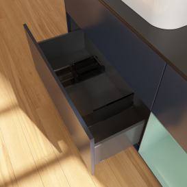 Тумба під раковину Villeroy & Boch Finion 120х50,1 см із підсвічуванням МДФ темно-синій матовий лак/скло чорне матове G402GMHG