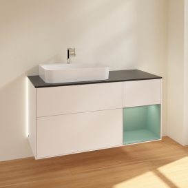 Тумба под раковину Villeroy & Boch Finion 120х50,1 см с подсветкой МДФ белый матовый лак/стекло черное матовое G402GMMT