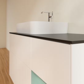 Тумба под раковину Villeroy & Boch Finion 120х50,1 см с подсветкой МДФ белый матовый лак/стекло черное матовое G402GMMT