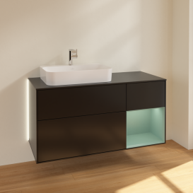 Тумба под раковину Villeroy & Boch Finion 120х50,1 см с подсветкой МДФ черный матовый лак/стекло черное матовое G402GMPD