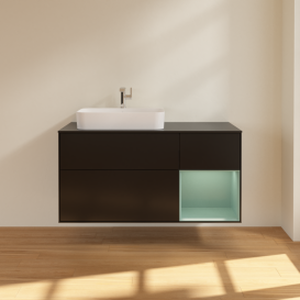 Тумба под раковину Villeroy & Boch Finion 120х50,1 см с подсветкой МДФ черный матовый лак/стекло черное матовое G402GMPD