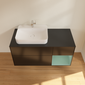 Тумба под раковину Villeroy & Boch Finion 120х50,1 см с подсветкой МДФ черный матовый лак/стекло черное матовое G402GMPD